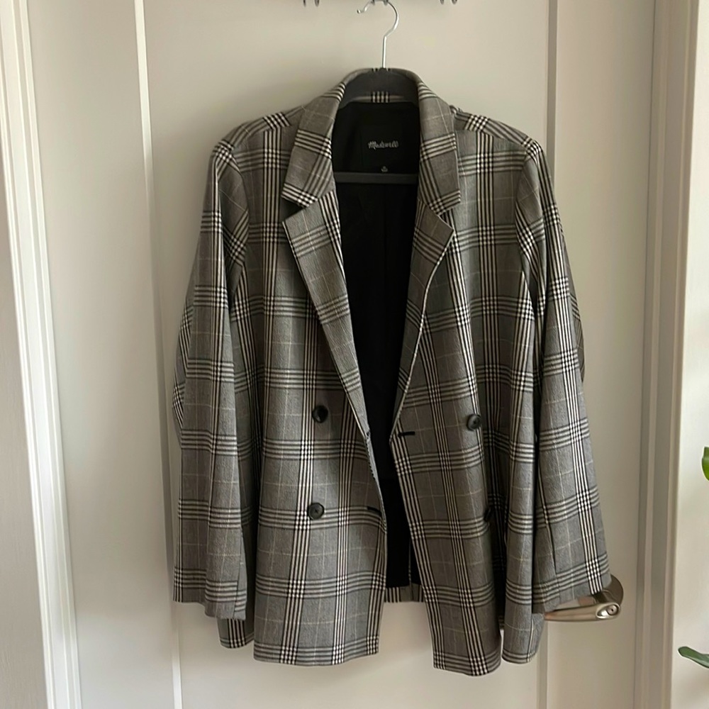 Madewell Caldwell plaid double-breasted blazer
